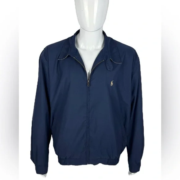 Polo Ralph Lauren Mens 2XL Harrington Blue Jacket Checkered Lined Golf Coat